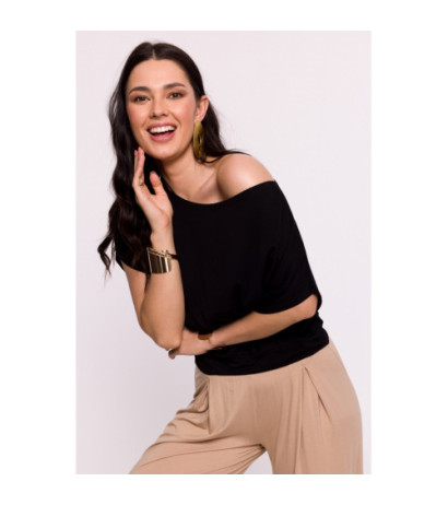 B287 Bluzka wiskozowa nietoperz - czarna
