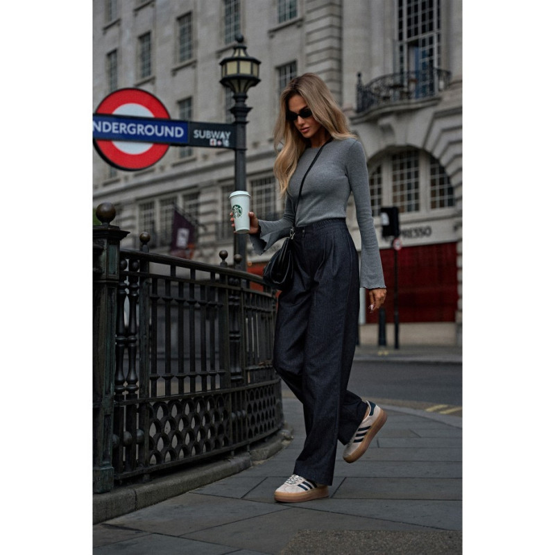 M799 Spodnie z szerokimi nogawkami - grafitowe