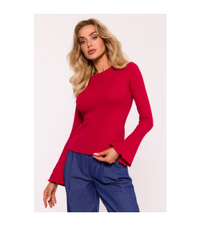 M806 Bluzka z długimi poszerzonymi rękawami - czerwona