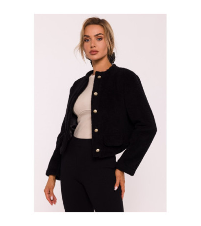 M807 Blezer z dzianiny typu miś - czarny