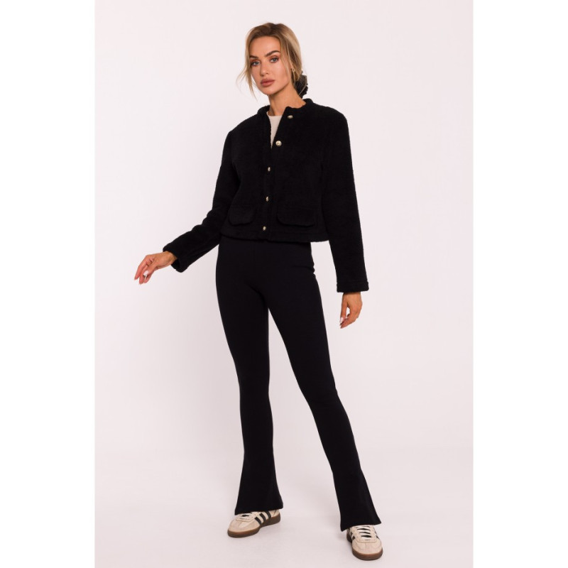 M807 Blezer z dzianiny typu miś - czarny