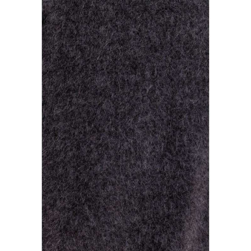 M808 Krótki płaszcz z włosem - szary melanż