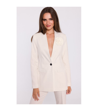 S370 Marynarka z kwiatkiem - kość słoniowa