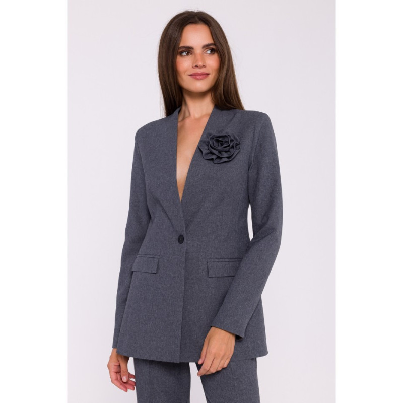 S370 Marynarka z kwiatkiem - szara