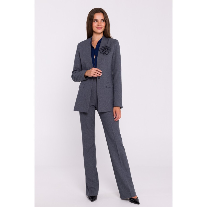 S370 Marynarka z kwiatkiem - szara