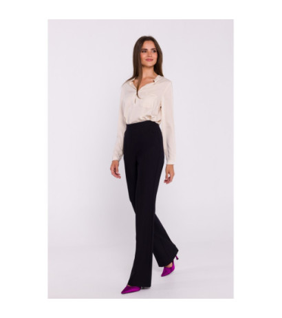 S371 Spodnie rozszerzane na dole - czarne