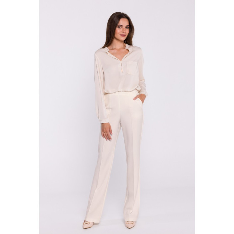 S371 Spodnie rozszerzane na dole - kość słoniowa