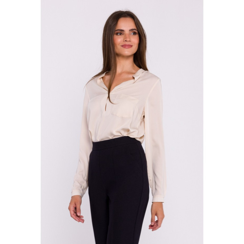 S375 Bluzka z długimi rękawami - beżowa