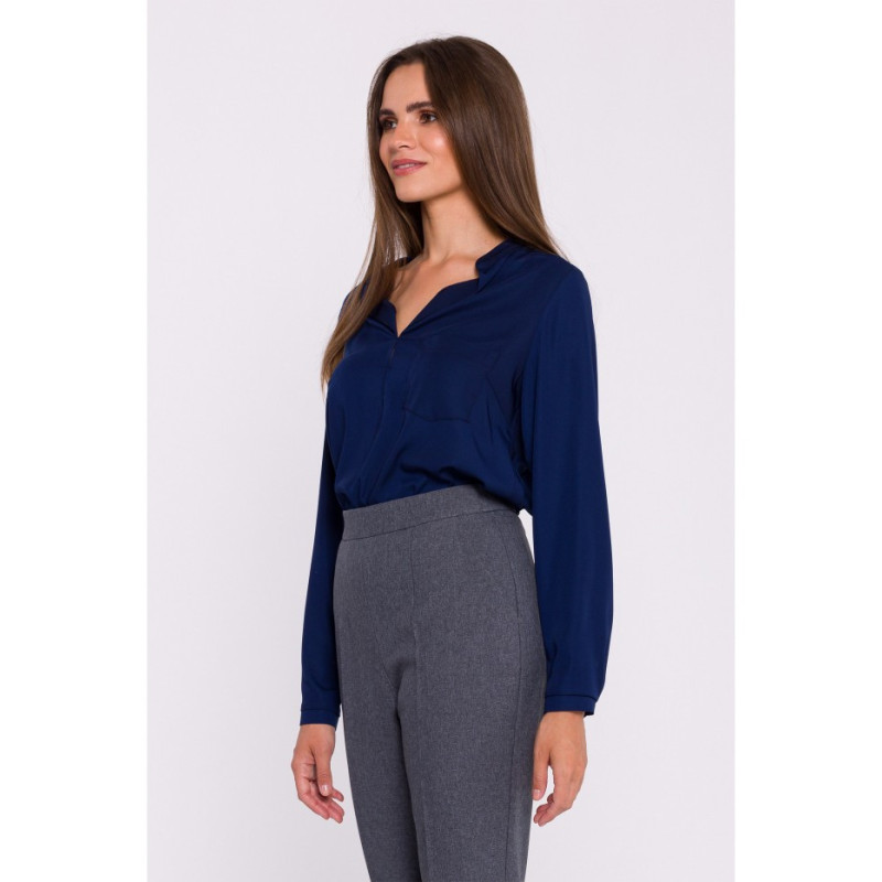 S375 Bluzka z długimi rękawami - granatowa