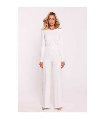 M811 Kombinezon ze zdobieniem w pasie - ecru