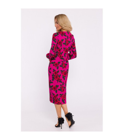 M813 Sukienka z wysokim wycięciem na nogę we wzór - model 2