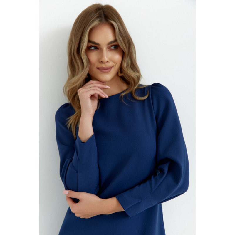 K148 Sukienka trapezowa - granatowa