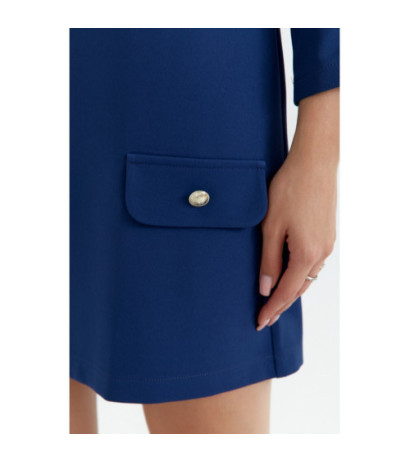 K148 Sukienka trapezowa - granatowa