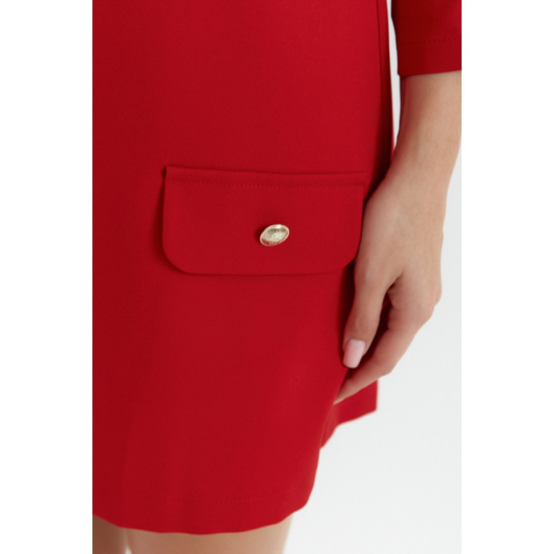 K148 Sukienka trapezowa - czerwona