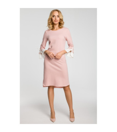 M327 Sukienka z warstwowymi rękawami - różowa