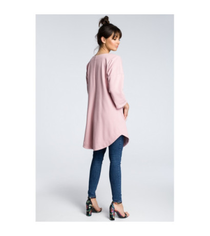 B064 Sukienka z wykładanymi kieszeniami - pudrowa