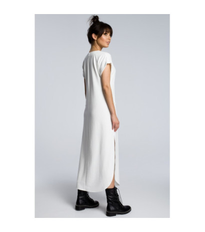 B065 Sukienka maxi z rozcięciami po bokach - ecru