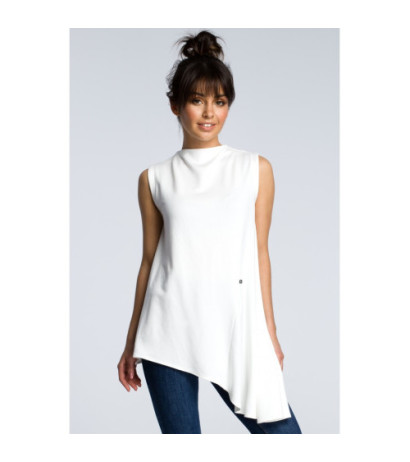 B069 Asymetryczna bluzka bez rękawów - ecru