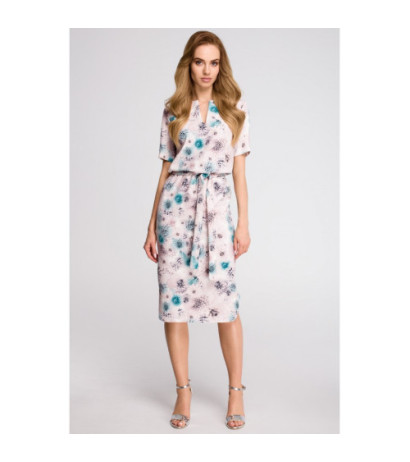 S114 Sukienka z paskiem i dołem na półokrągło - model 3