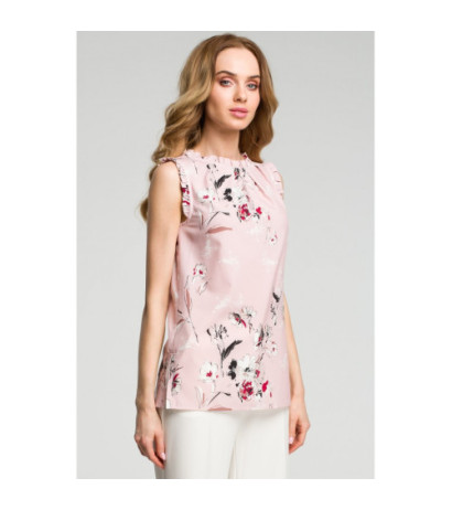 M384 Bluzka z falbankami - pudrowa