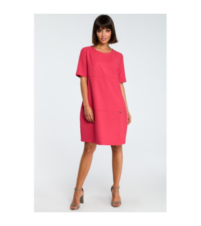 B082 Zwiewna sukienka bombka - różowa