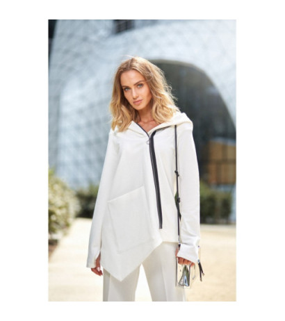 M390 Asymetryczna zasuwana bluzka - ecru