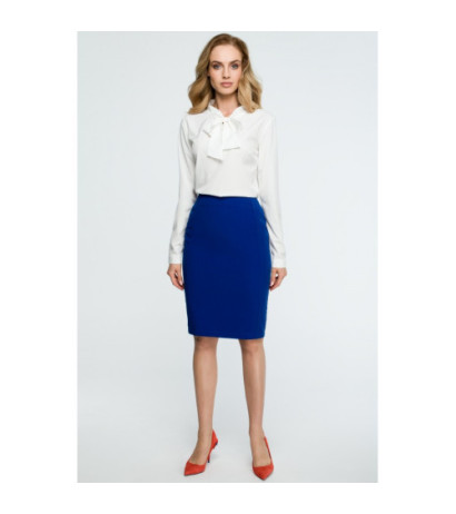 S131 Prosta ołówkowa spódnica biurowa - chabrowa