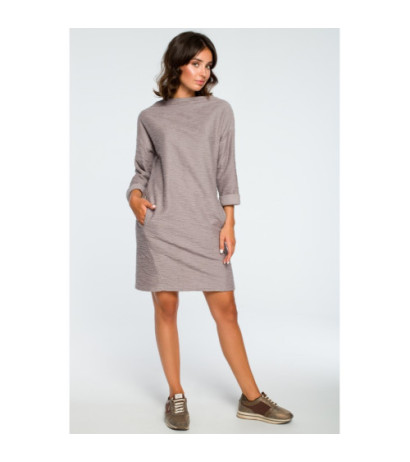 B096 Sukienka z kieszeniami na przodzie - szara