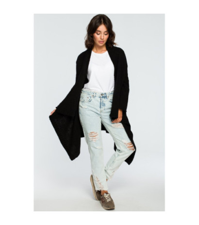 BK017 Kardigan z drapowaniem z przodu - czarny