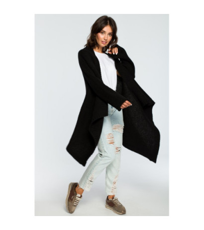 BK017 Kardigan z drapowaniem z przodu - czarny