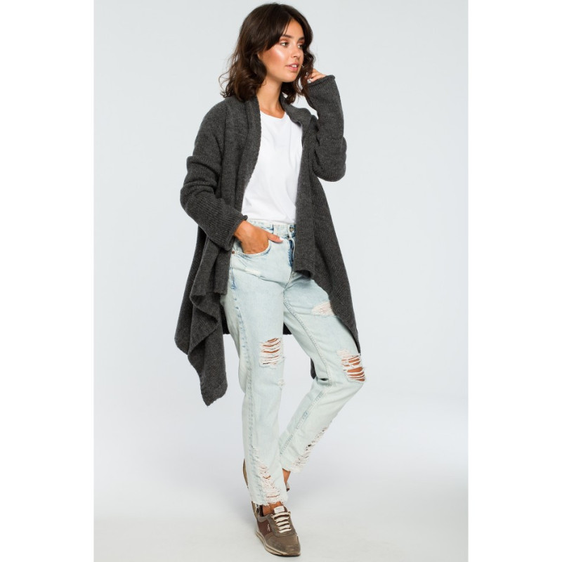 BK017 Kardigan z drapowaniem z przodu - grafitowy