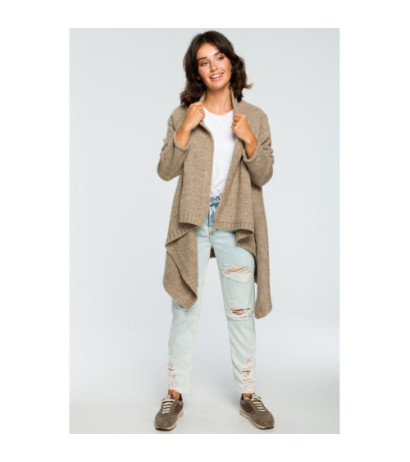 BK017 Kardigan z drapowaniem z przodu - jasnobrązowy