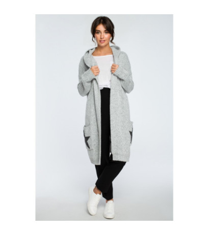 BK013 Niezapinany kardigan w gwiazdy - szary