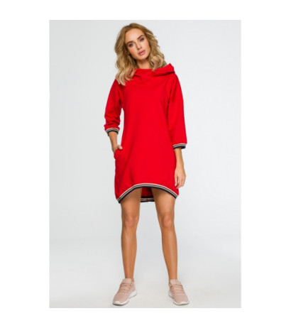 M401 Tunika z kapturem i ściągaczem - czerwona