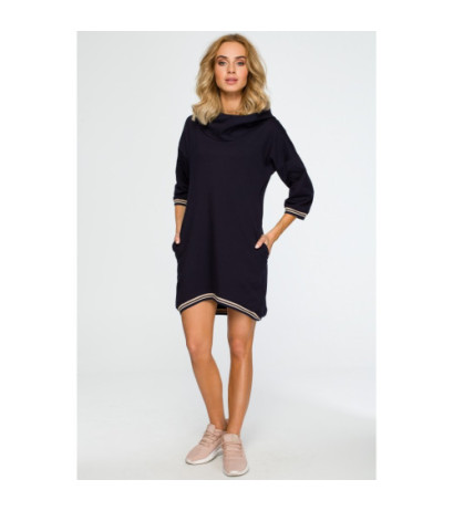 M401 Tunika z kapturem i ściągaczem - granatowa