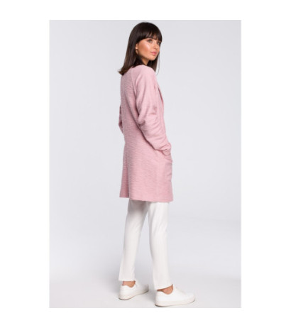 B099 Płaszcz na jeden guzik - pudrowy