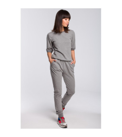 B104 Kombinezon z dekoltem na plecach - szary