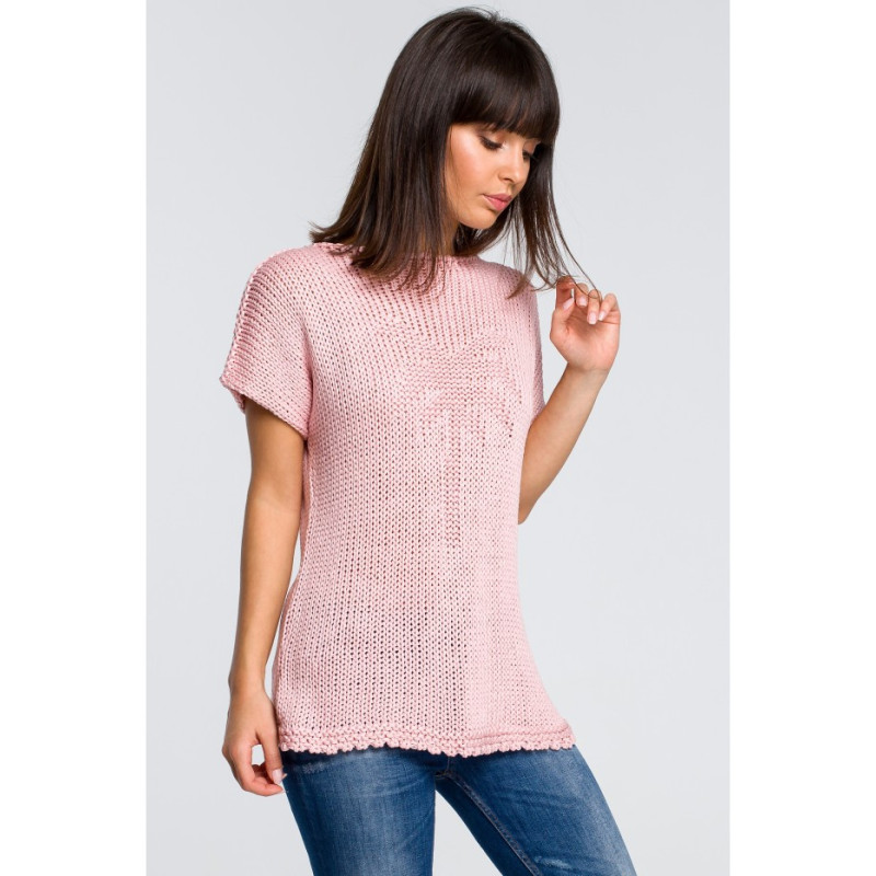 BK020 Sweter z palmą - różowy