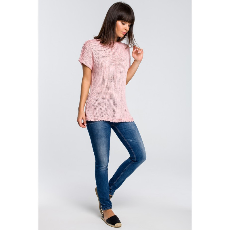 BK020 Sweter z palmą - różowy