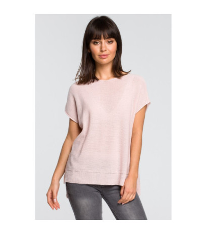 BK021 Sweter z dekoltem na plecach - różowy