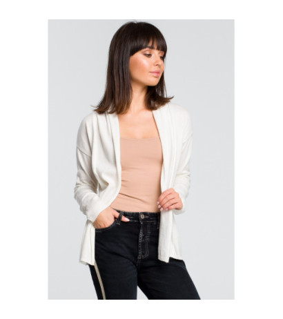 BK023 Krótki kardigan z kołnierzem szalowym - ecru