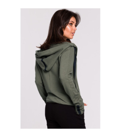 B127 Bluza z kapturem i przodem na zakładkę - khaki