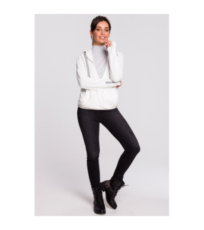 B127 Bluza z kapturem i przodem na zakładkę - ecru