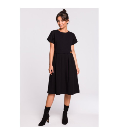 B134 Sukienka midi warstwowa - czarna