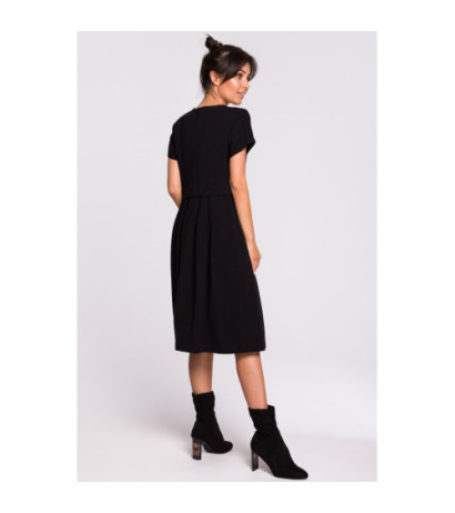 B134 Sukienka midi warstwowa - czarna