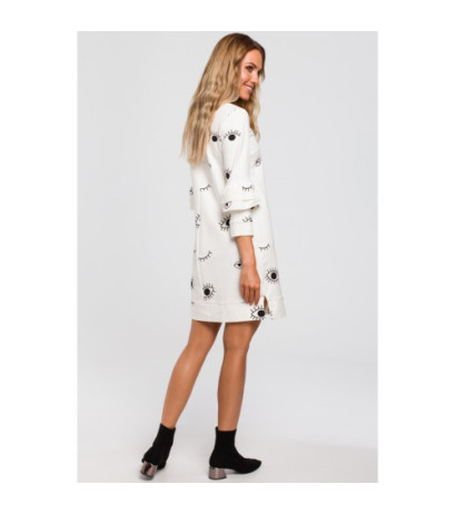 M445 Sukienka z falbanami przy rękawach - ecru