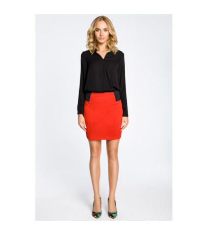 M042 Spódniczka mini ze wstawkami z gumy - czerwona