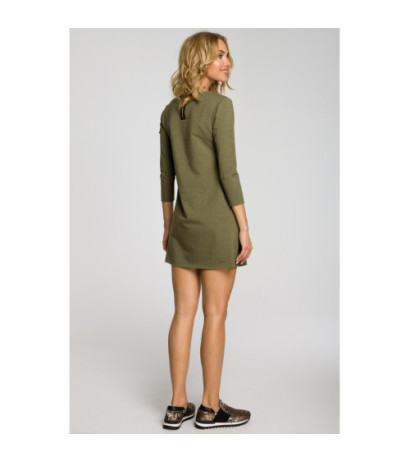 M053 Mini sukienka - tunika z dzianiny - khaki