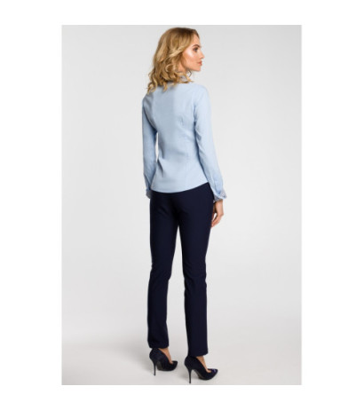 M067 Koszula damska z podwójnym kołnierzykiem - błękitna