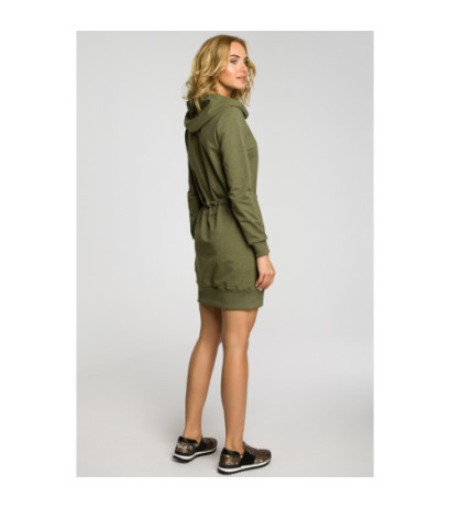 M116 Dresowa sukienka kangurka z kapturem - khaki
